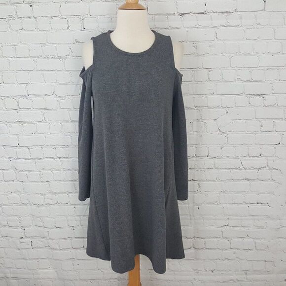 HAYDEN - LA Ribbed Cold Shoulder A-Line Dress S - Picture 1 of 5